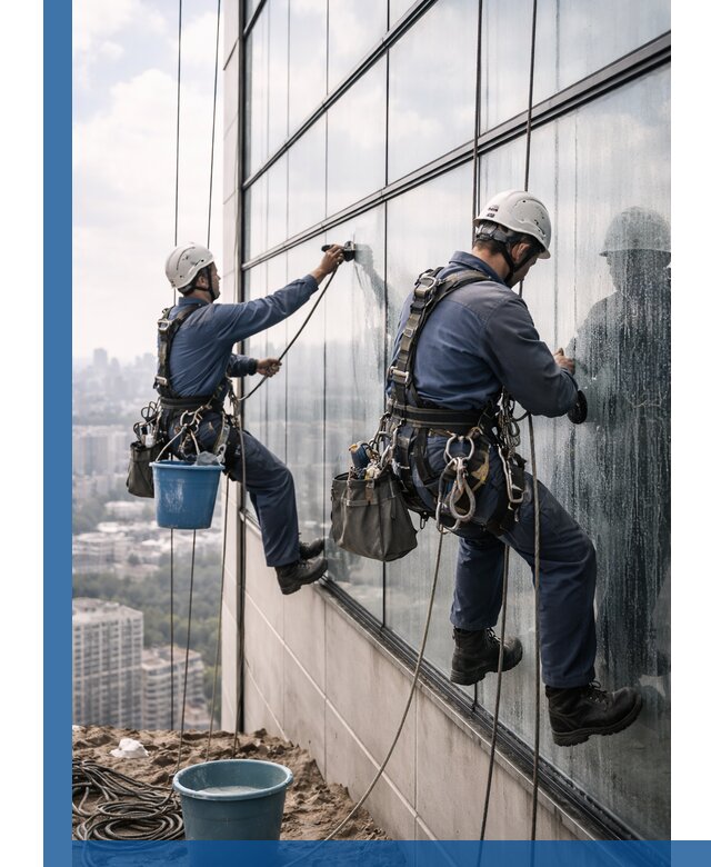 Профессиональная мойка фасадных окон альпинистами в Павлове