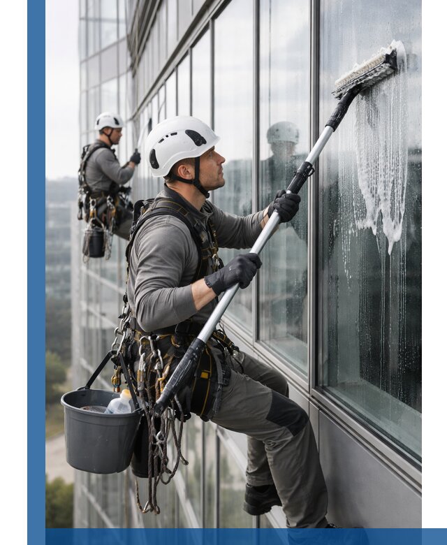 Высотная мойка сплошного остекления с выездом в Павлове