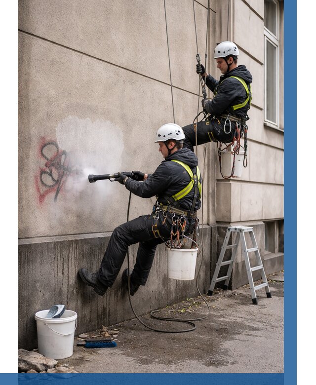 Удаление граффити с фасада в Павлове от 4562 р. | ВЫСОТНИК-Пвв