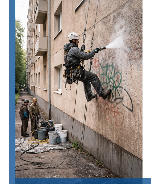 Удаление граффити с фасада в Павлове без следов и повреждений