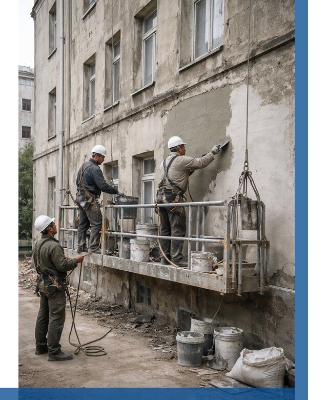 Капитальный ремонт фасада в Павлове от 4258 р. | ВЫСОТНИК-Пвв