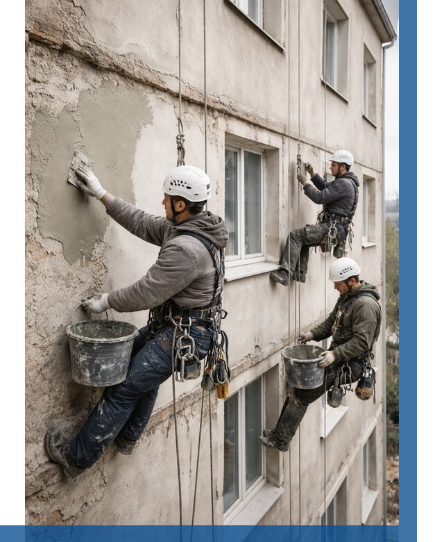 Ремонт штукатурного фасада в Павлове от 760 р. под ключ | ВЫСОТНИК-Пвв