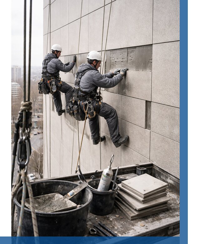 Ремонт фасада из керамогранита в Павлове от 2534 р. | ВЫСОТНИК-Пвв