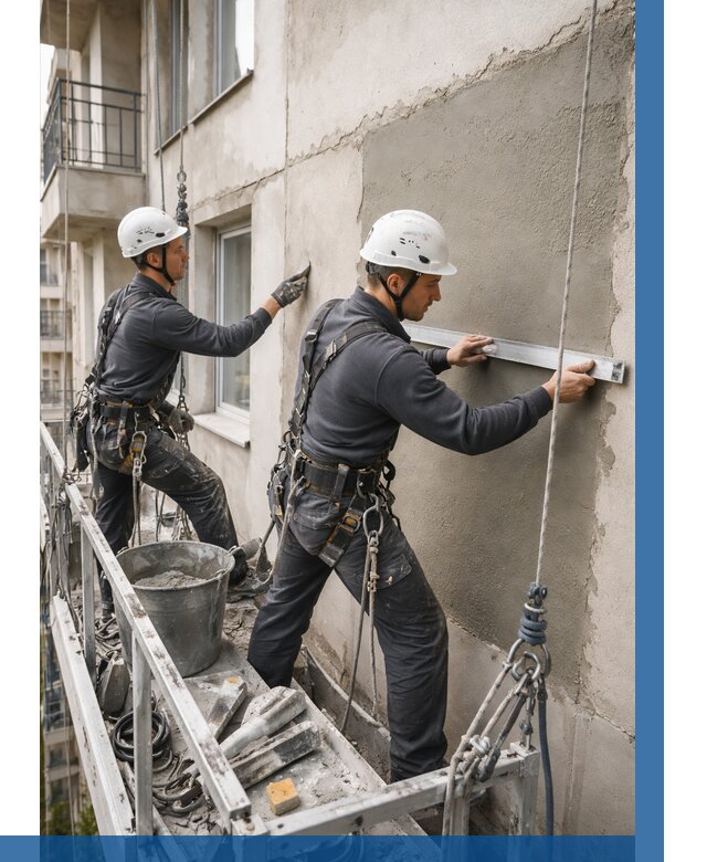 Штукатурка фасада на высоте в Павлове от 912 р. | ВЫСОТНИК-Пвв