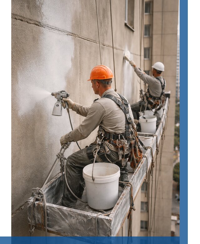 Грунтовка фасада на высоте в Павлове от 122 р. | ВЫСОТНИК-Пвв