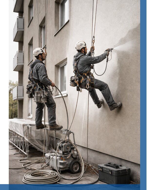 Безвоздушная покраска фасада в Павлове от 223 р/м² | ВЫСОТНИК-Пвв