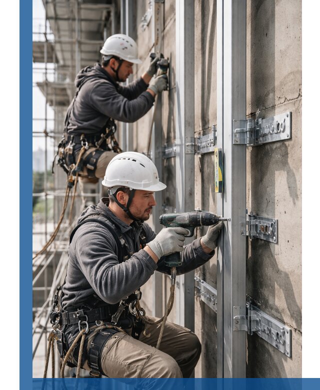 Монтаж и крепление подсистемы вентфасада в Павлове