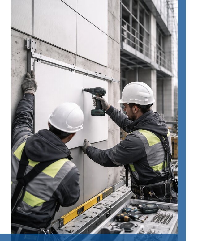 Монтаж композитных панелей фасада в Павлове от 2534 р. | ВЫСОТНИК-Пвв