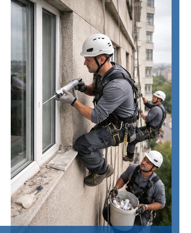 Герметизация оконных швов снаружи в Павлове от 1521 р. | ВЫСОТНИК-Пвв