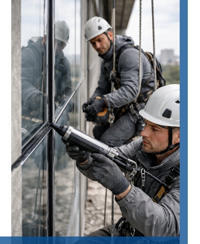 Герметизация витражных швов в Павлове от 659 р. | ВЫСОТНИК-Пвв