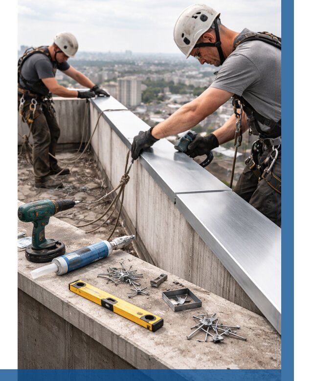 Монтаж парапетных крышек в Павлове от 811 р. | ВЫСОТНИК-Пвв