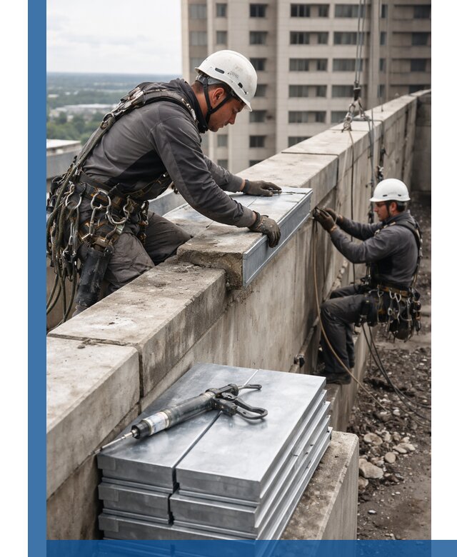 Замена парапетных крышек и установка новых в Павлове