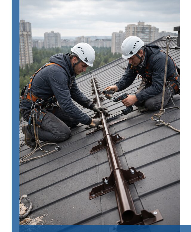 Монтаж снегозадержателей на кровле зданий в Павлове под ключ