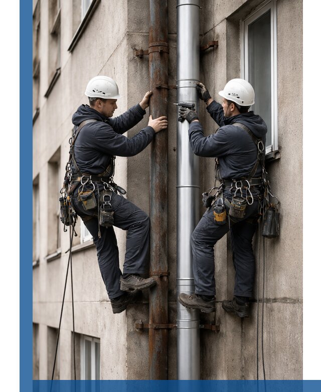 Замена водосточных труб в Павлове: монтаж и демонтаж под ключ