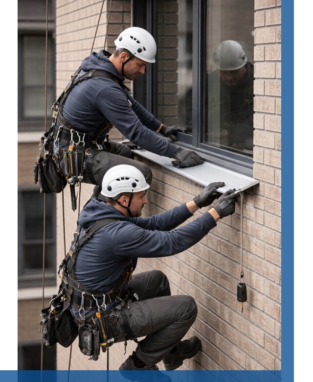 Монтаж оконных отливов под ключ в Павлове от 3548 р. | ВЫСОТНИК-Пвв