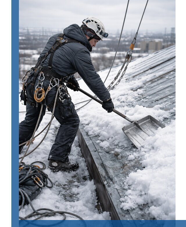 Профессиональная очистка кровли от снега и наледи в Павлове