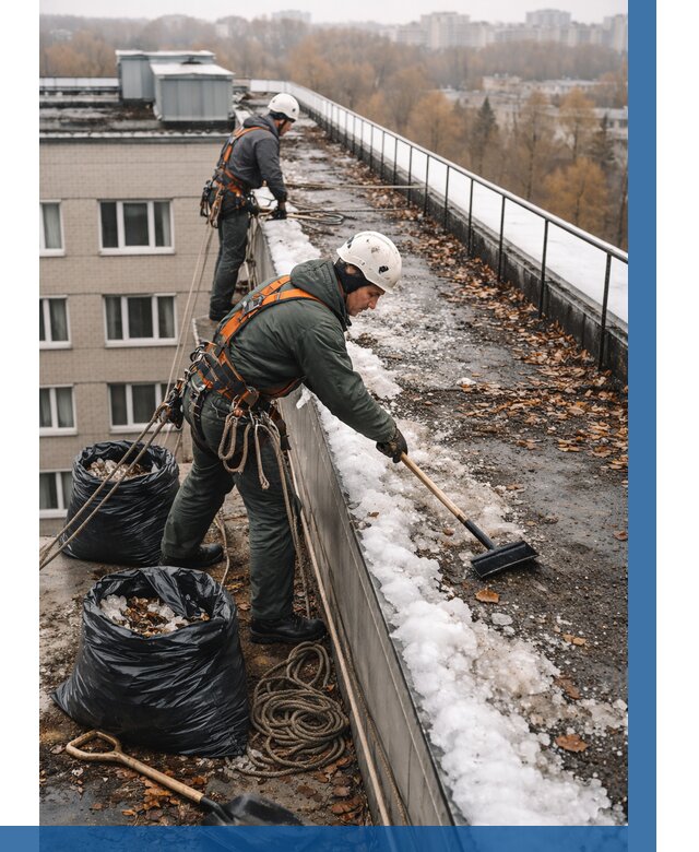 Очистка кровли по периметру в Павлове от 558 р. | ВЫСОТНИК-Пвв