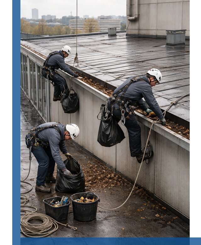 Очистка кровли по периметру в Павлове силами промышленных альпинистов