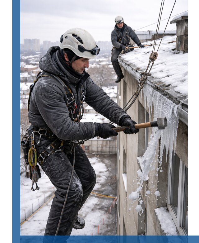 Сбивание и удаление сосулек с крыши в Павлове безопасно