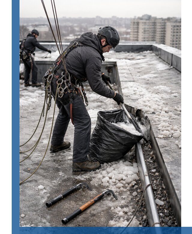 Аварийная очистка кровли в Павлове от промальпинистов