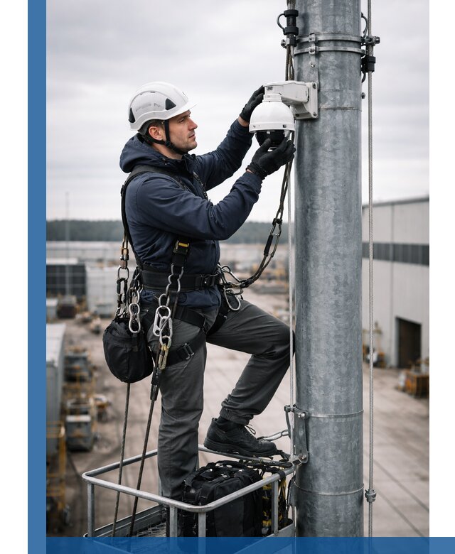 Профессиональная установка видеокамер на мачте в Павлове