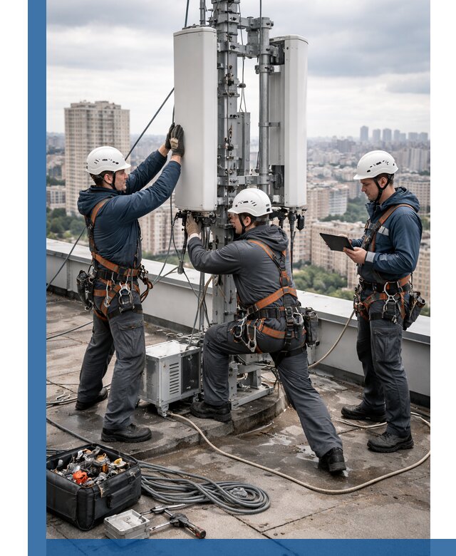 Монтаж антенн связи на крыше в Павлове с вводом в эксплуатацию