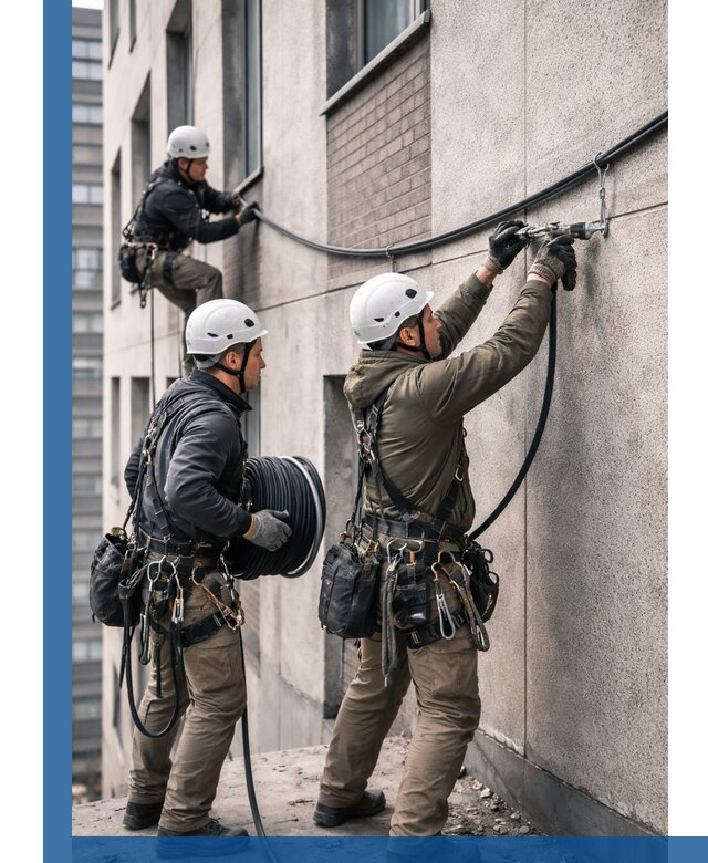 Прокладка кабеля по фасаду в Павлове, профессиональный монтаж