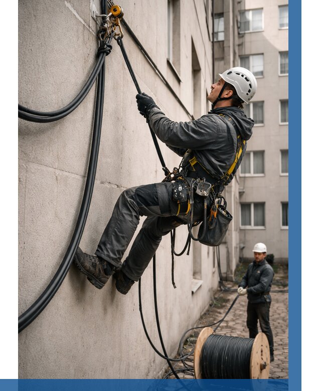 Протяжка кабеля питания на высоте в Павлове от 456 р. | ВЫСОТНИК-Пвв