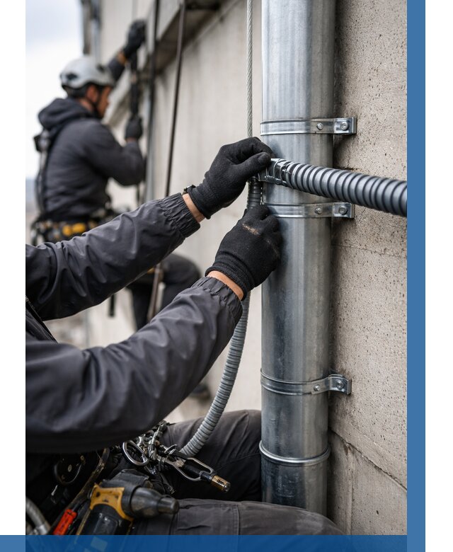 Монтаж гофры для кабеля в Павлове от 304 р. | ВЫСОТНИК-Пвв