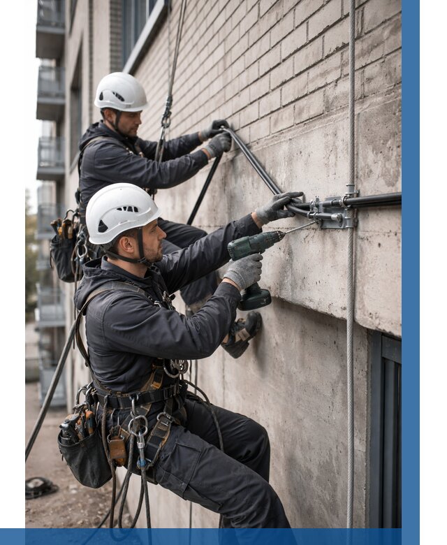 Крепление кабеля на фасаде в Павлове от 355 р. | ВЫСОТНИК-Пвв