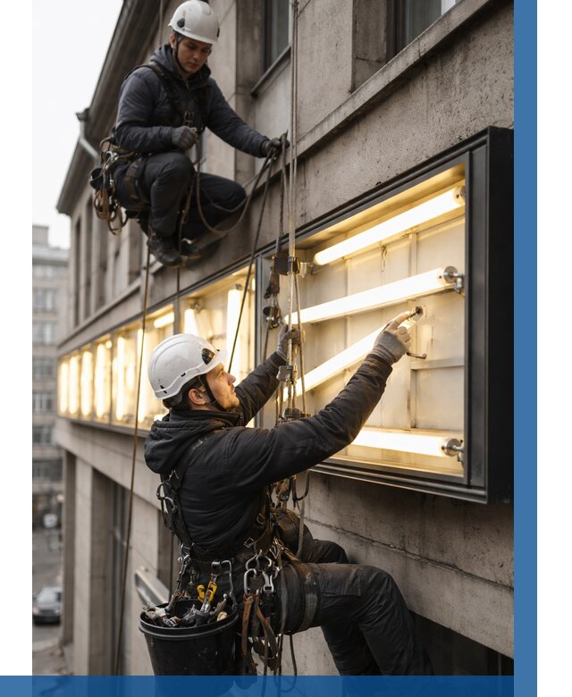 Замена ламп в вывеске в Павлове под ключ от 3548 р. | ВЫСОТНИК-Пвв