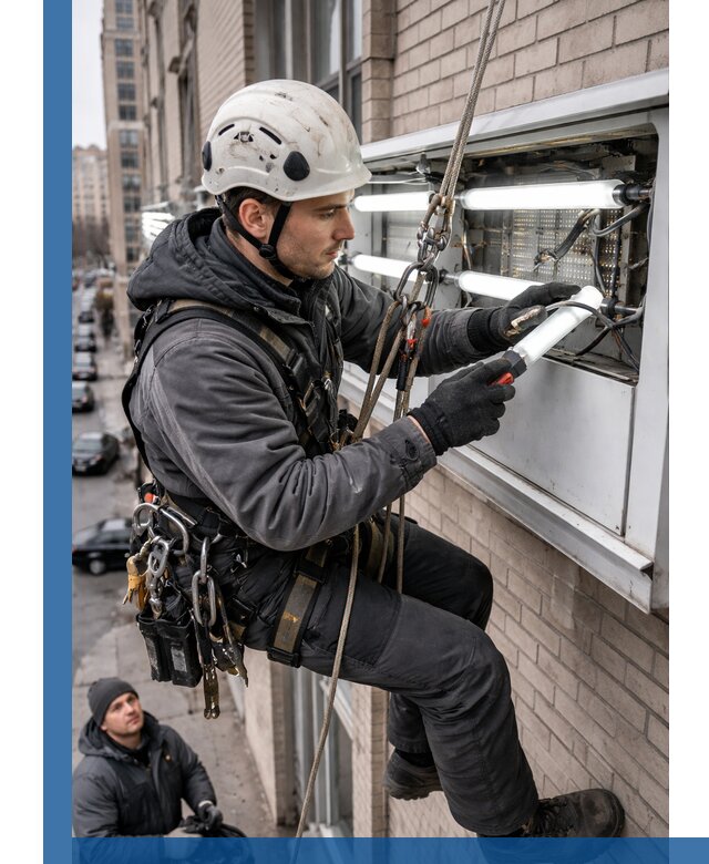 Профессиональная замена ламп в наружной вывеске в Павлове