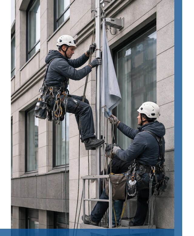 Установка флагов на фасаде в Павлове от 4562 р. | ВЫСОТНИК-Пвв