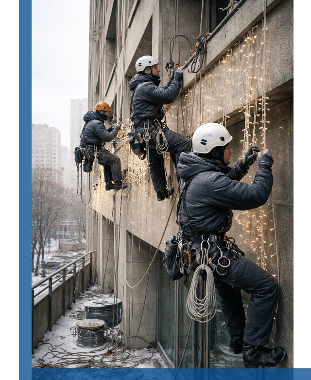 Монтаж новогодней иллюминации и украшение фасадов в Павлове