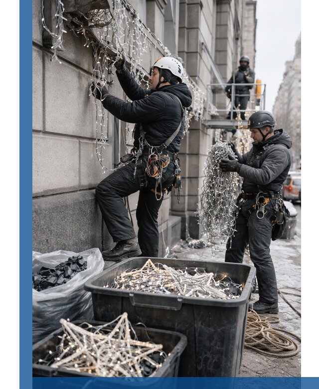 Демонтаж новогоднего оформления и гирлянд в Павлове