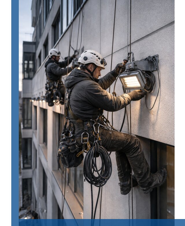 Монтаж фасадного освещения в Павлове установка и подключение
