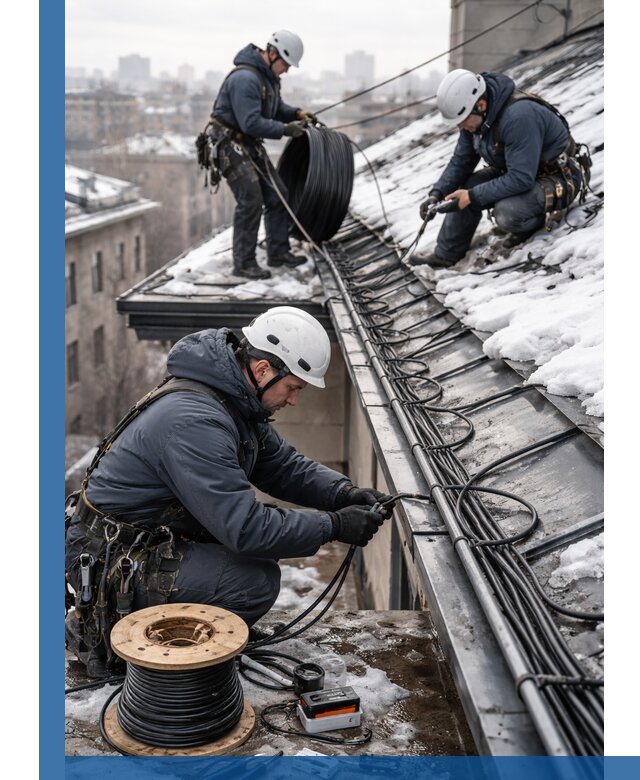 Монтаж греющего кабеля на кровле в Павлове под ключ