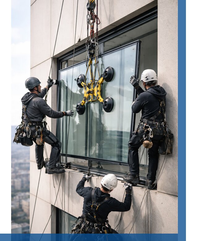 Монтаж стеклопакетов на высоте в Павлове от 3244 р. | ВЫСОТНИК-Пвв