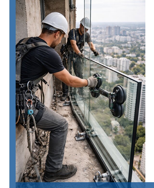 Монтаж стеклянных ограждений под ключ с гарантией в Павлове