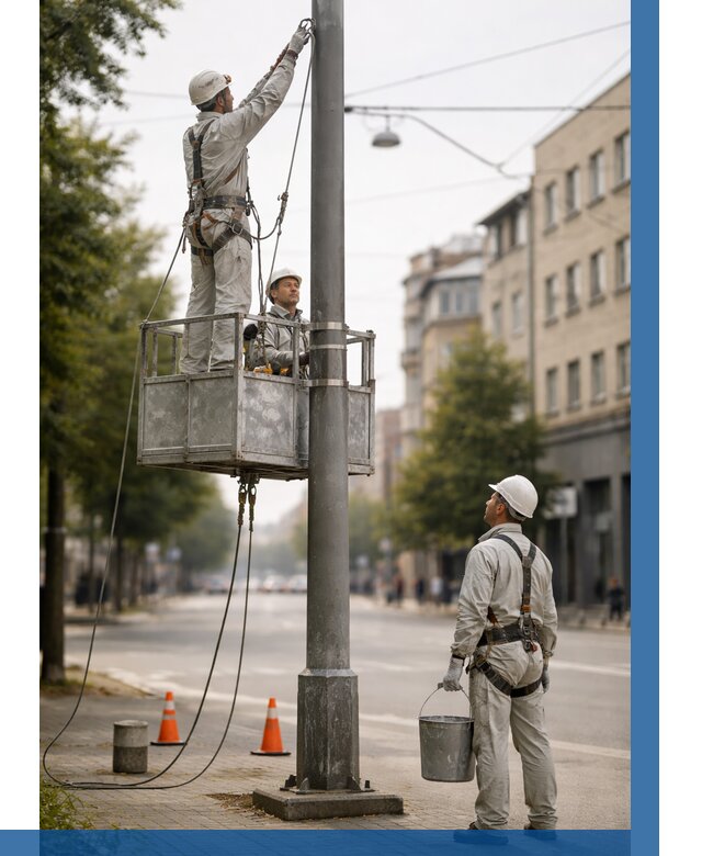 Покраска опор освещения в Павлове от 5069 р. | ВЫСОТНИК-Пвв