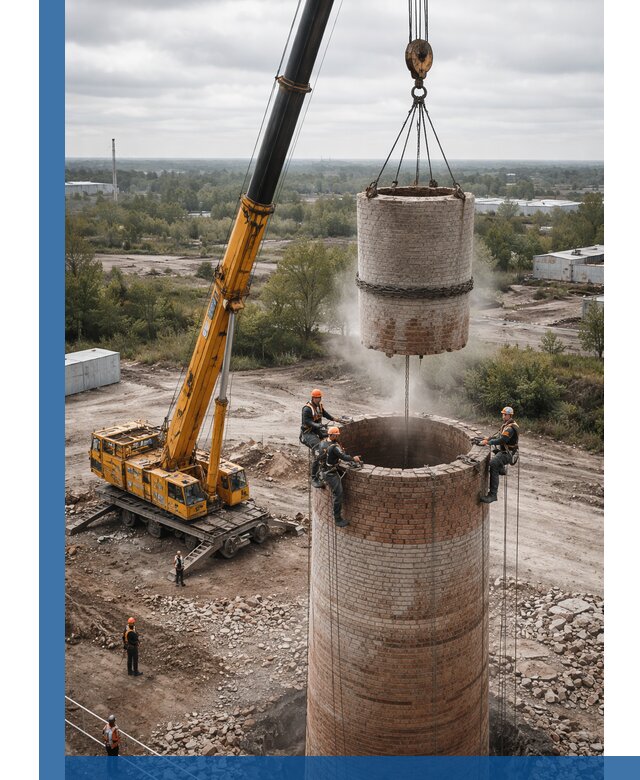 Демонтаж дымовой трубы в Павлове с гарантиями безопасности