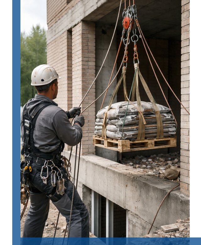 Подъем материалов на этаж веревками в Павлове оперативно