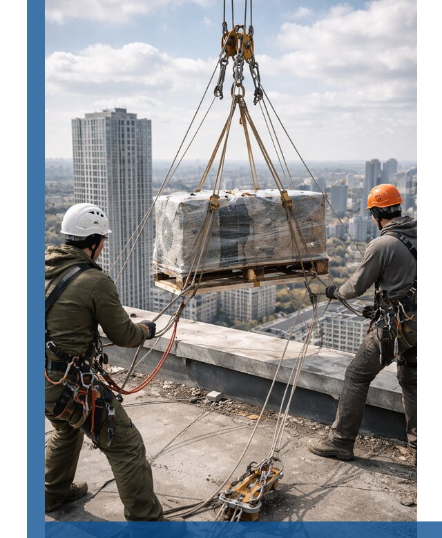 Подъем и монтаж крупногабаритных грузов на крышу в Павлове