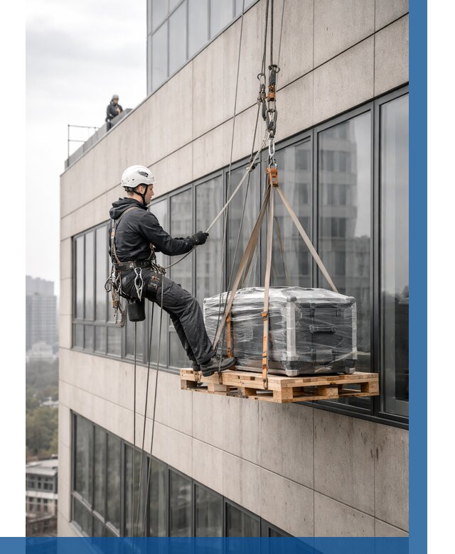 Спуск груза по фасаду в Павлове от 3548 р. | ВЫСОТНИК-Пвв