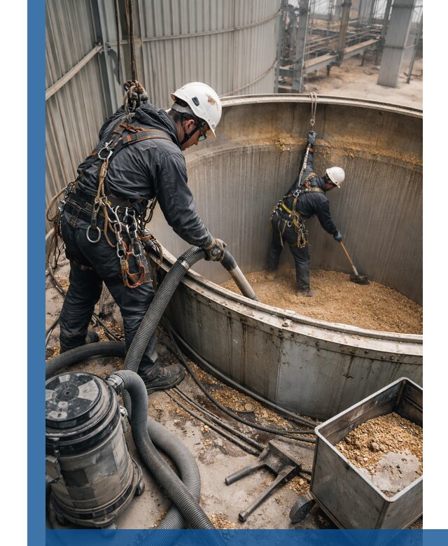 Профессиональная чистка зерновых бункеров в Павлове с выездом