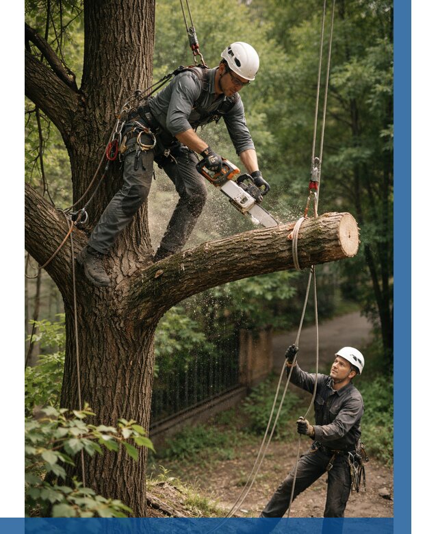 Спил деревьев альпинистами в Павлове от 8110 р. | ВЫСОТНИК-Пвв