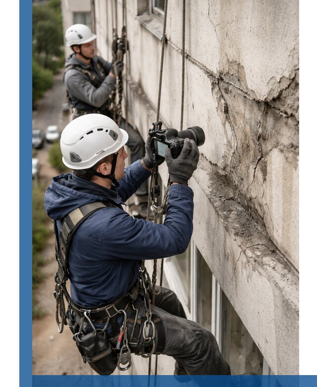 Фотофиксация дефектов фасада с высотной съемкой в Павлове