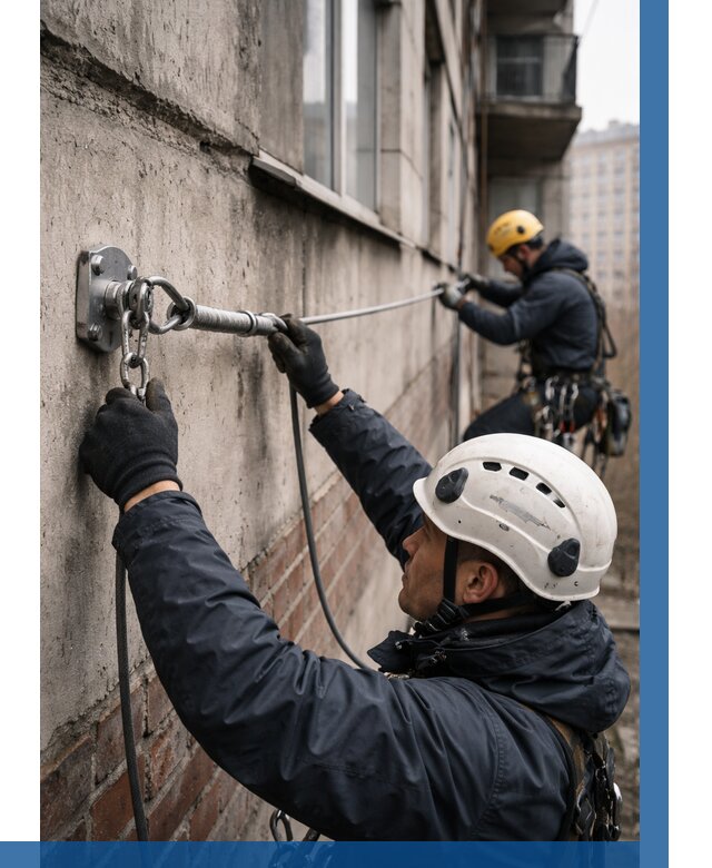 Монтаж анкерных линий в Павлове от 3041 р. | ВЫСОТНИК-Пвв