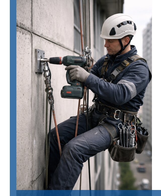 Установка анкерных точек для высотных работ в Павлове